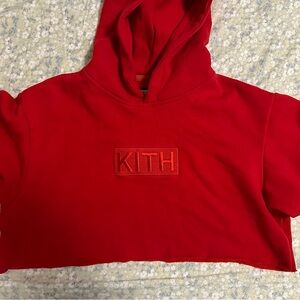 kith cropped red hoodie